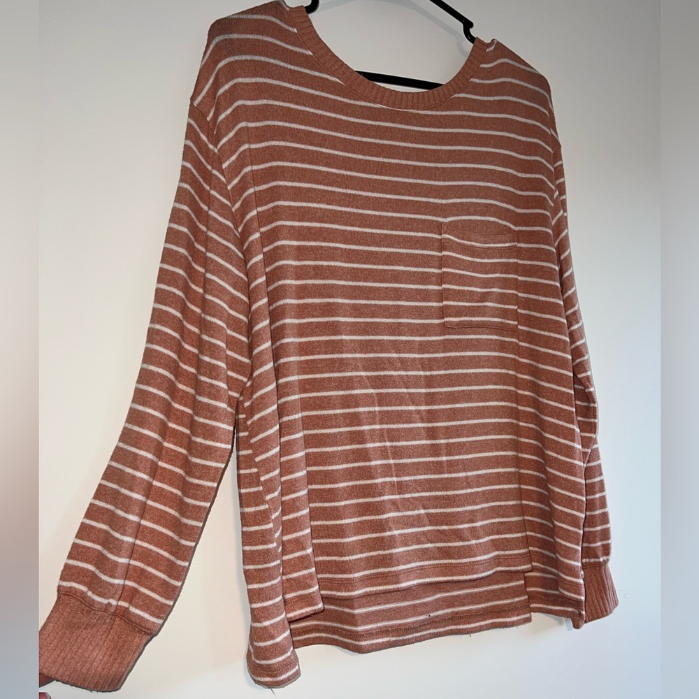 Stars Above Orange and White Striped Long Sleeve Shirt